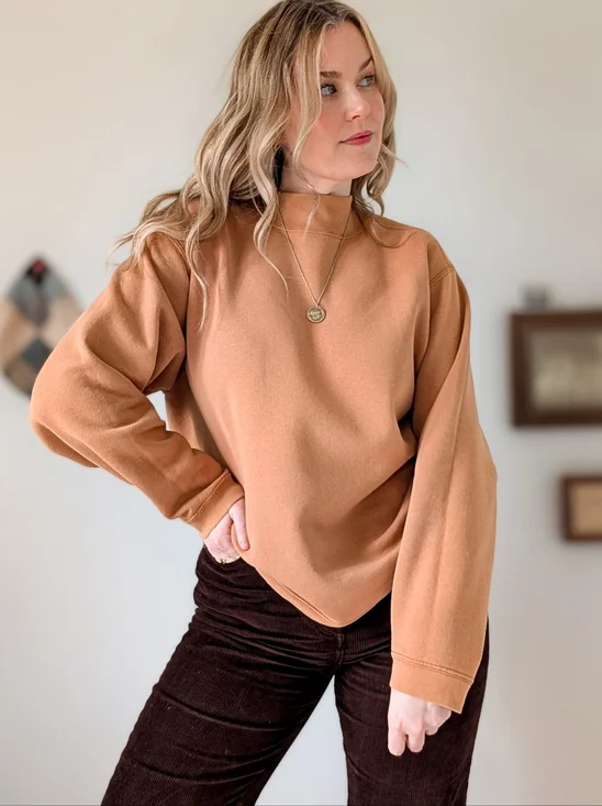 Vintage Relaxed Fit Mock Neck 90s vintage Sweatshirt - Picture 8 of 13